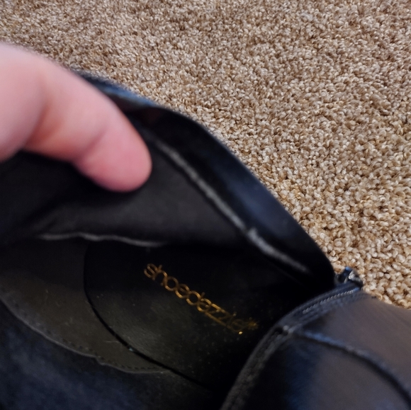 Shoedazzle Ynez black faux leather pointed toe wedge boots - Picture 15 of 16